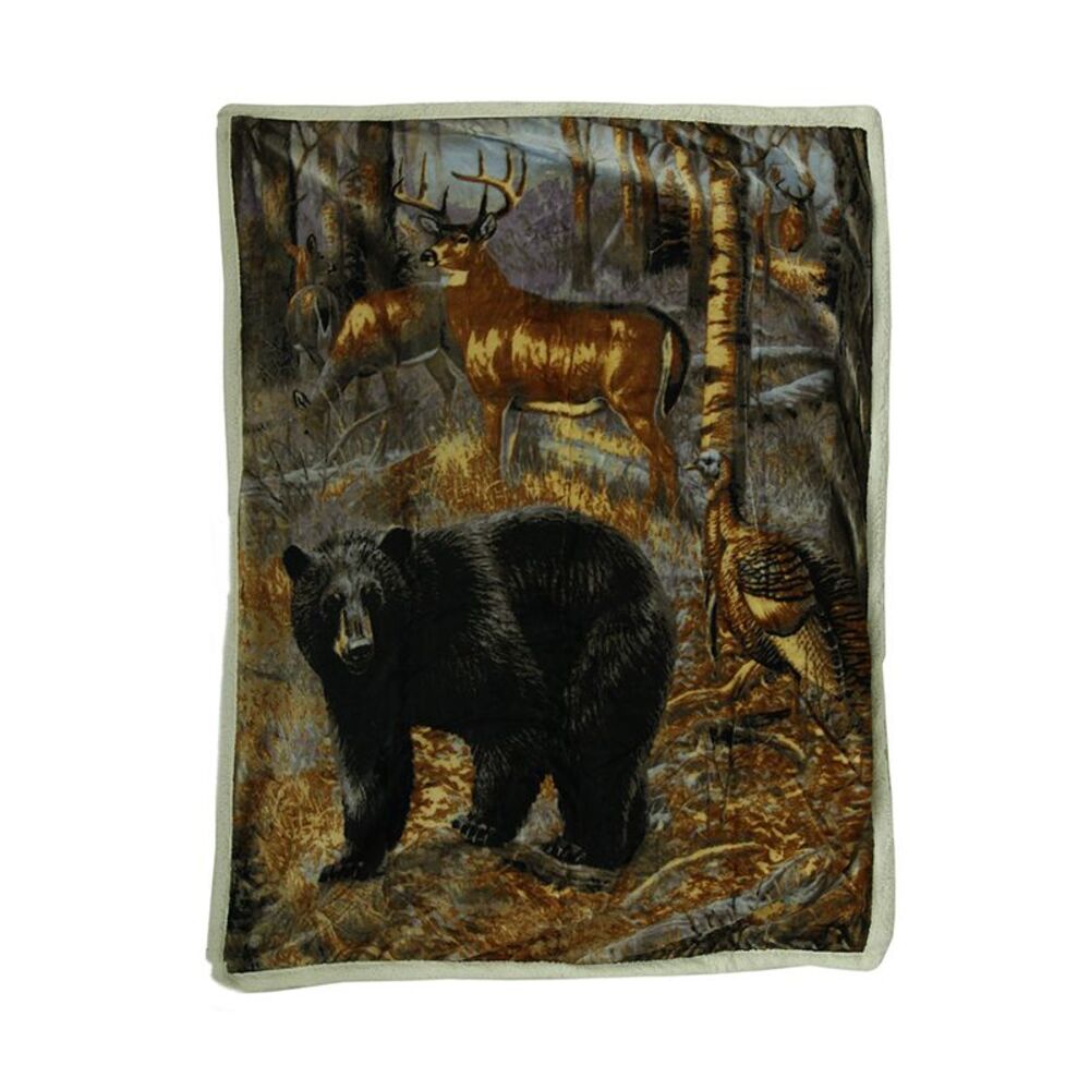 Sherpa Hunter Trophies Silk Touch Throw Blanket 60 Inches By 50 Inches